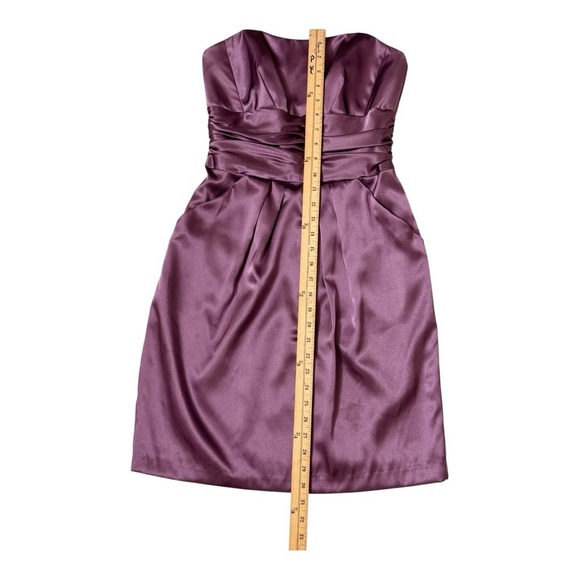 David's Bridal purple strapless side pockets short dress Size 4 - Picture 2 of 6
